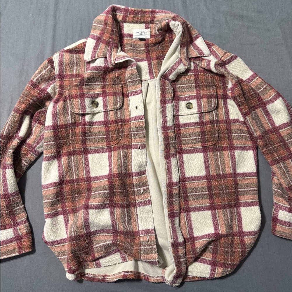 American Eagle Outfitters Plaid Jacket - Pink and Cream